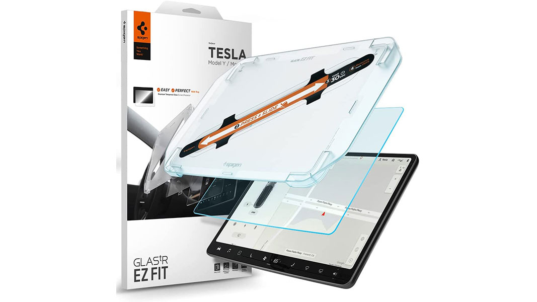 spigen tempered glass screen protector tesla model 3 model y 1